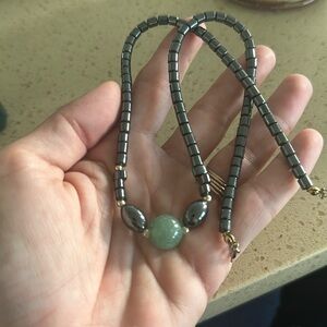 Cat eye hematite beaded necklace